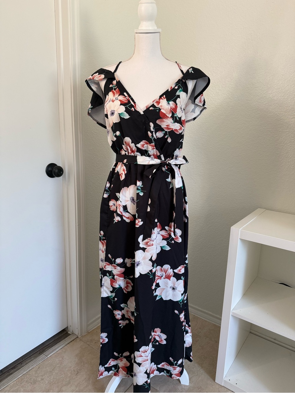 BloomChic Black Floral Wrap Maxi Dress